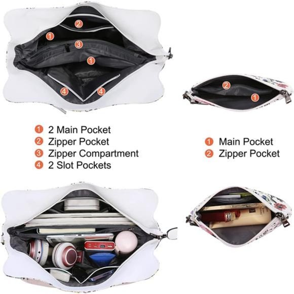 2 Pcs Tote Bag PU Leather Shoulder Bags Fashion Hobo Bags Large Purse Handbags - Picture 2 of 6